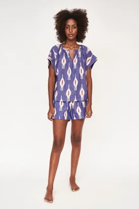 Pajama Short Set in Nautical Ikat