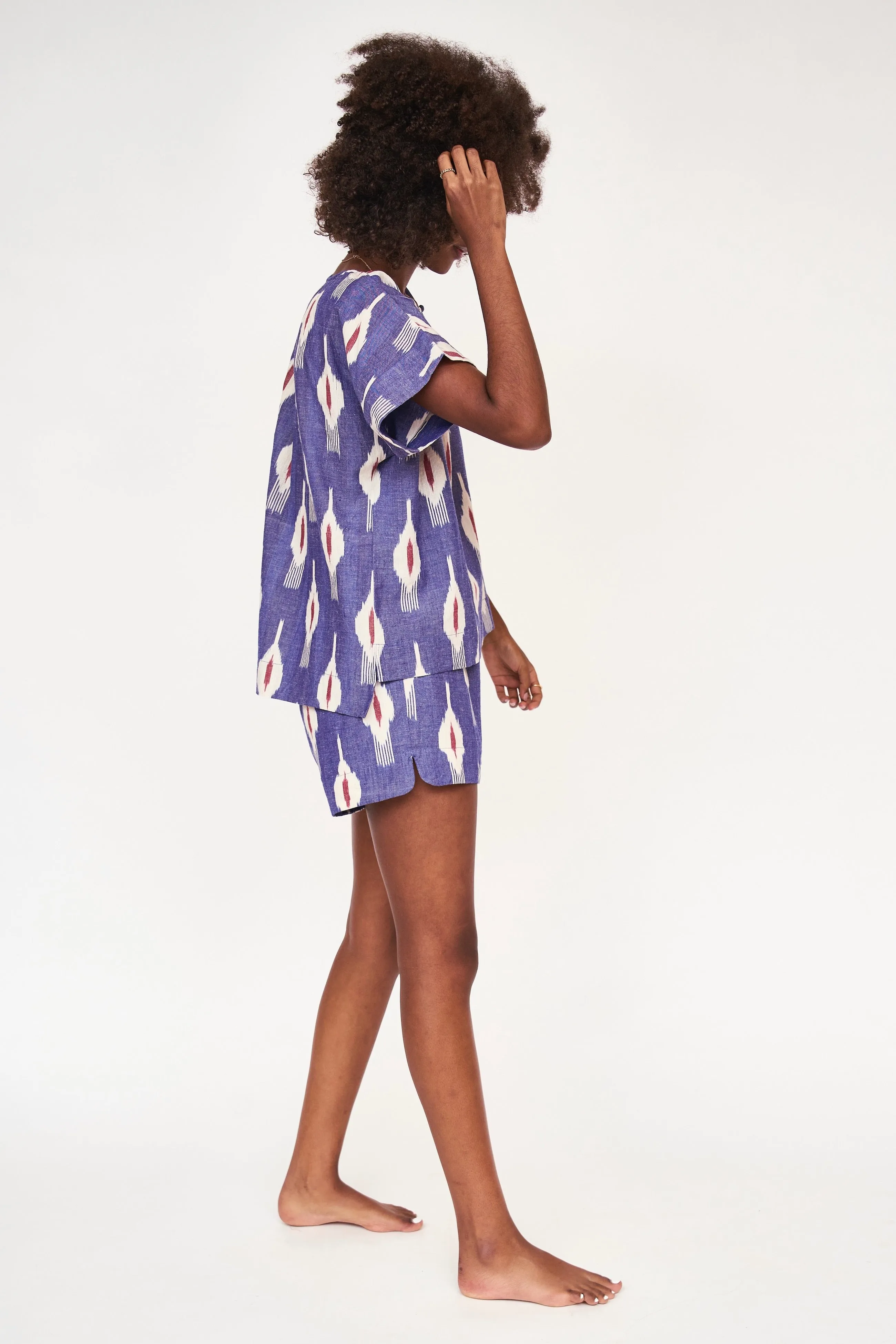 Pajama Short Set in Nautical Ikat