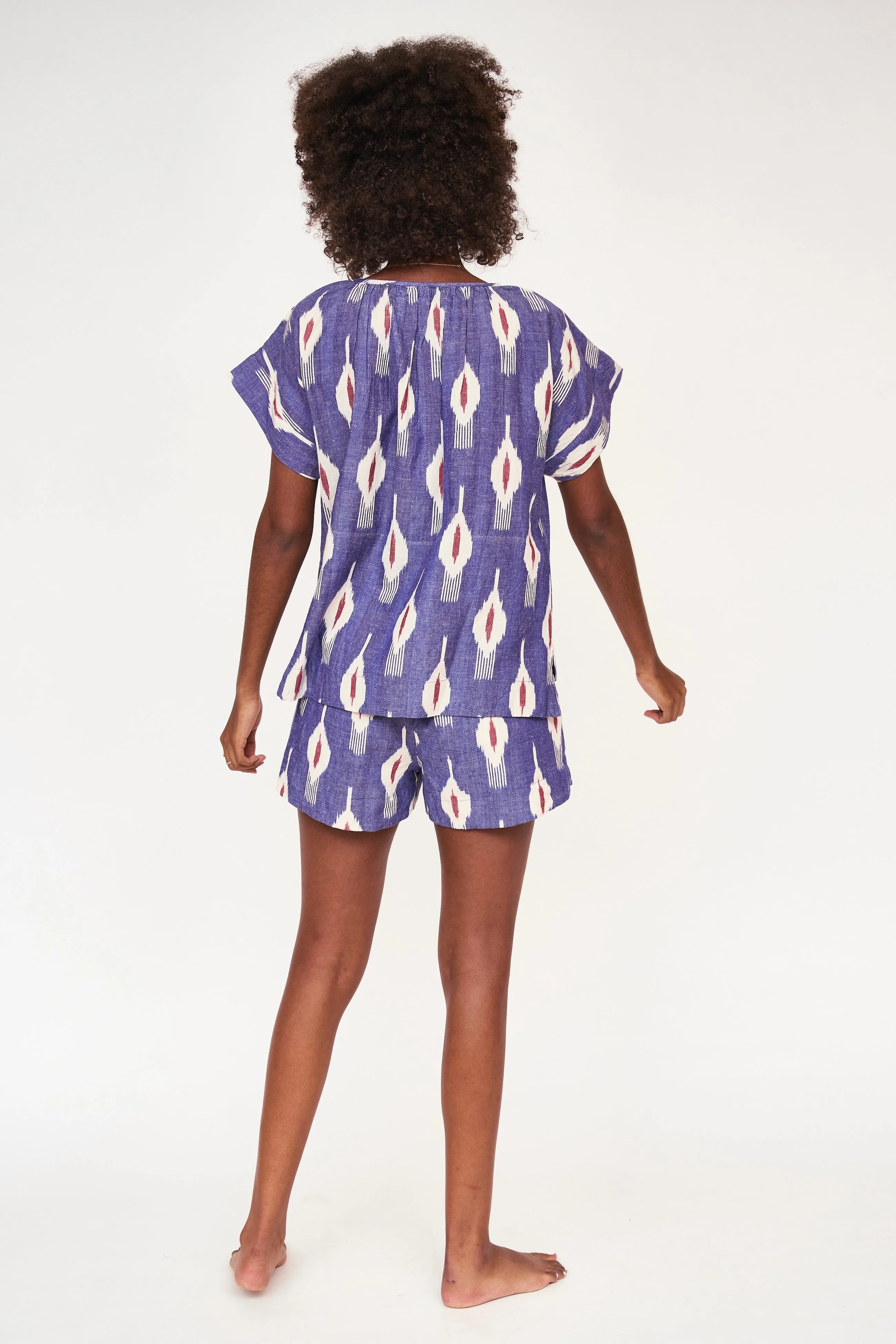 Pajama Short Set in Nautical Ikat