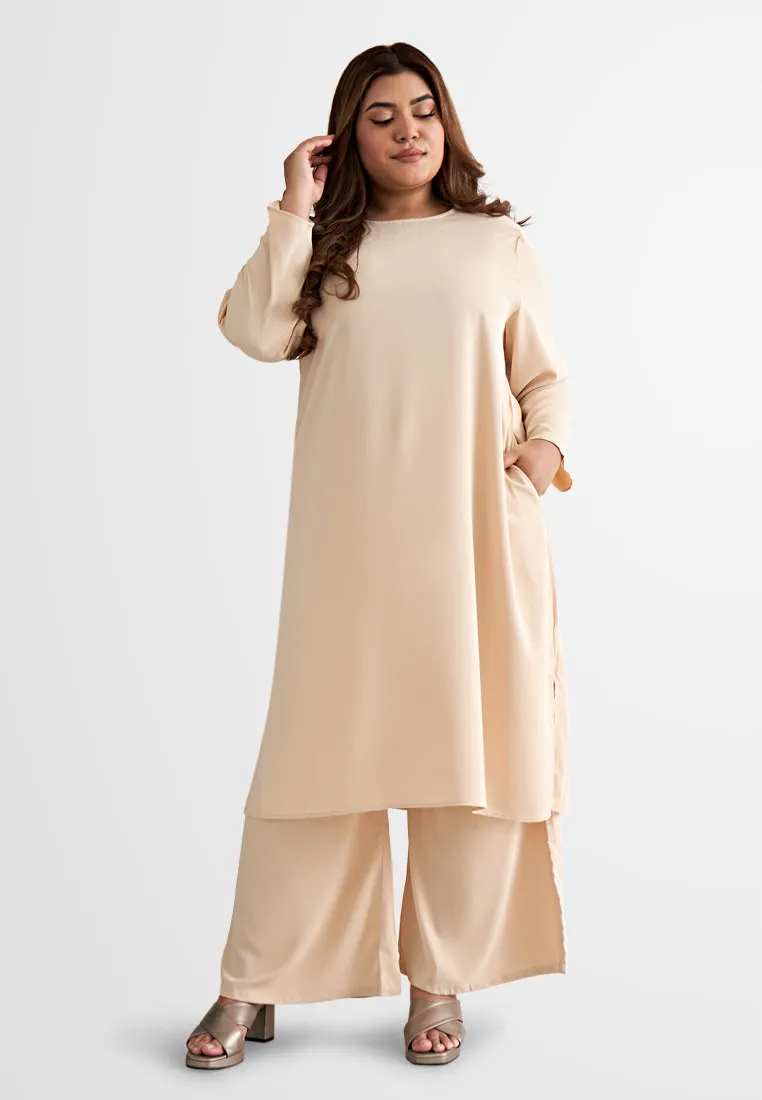 Palmira Smooth Wide Leg Pants - Beige