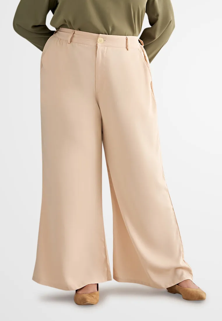 Palmira Smooth Wide Leg Pants - Beige