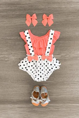 Pink Polka Dot Baby Bloomer Set