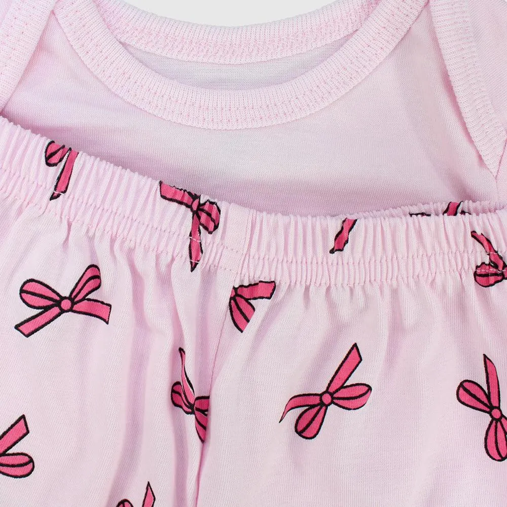 Pinkish Bow Ties Short-Sleeved Pajama