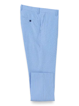 Pinstripe Flat Front Pants - Blue Stripe