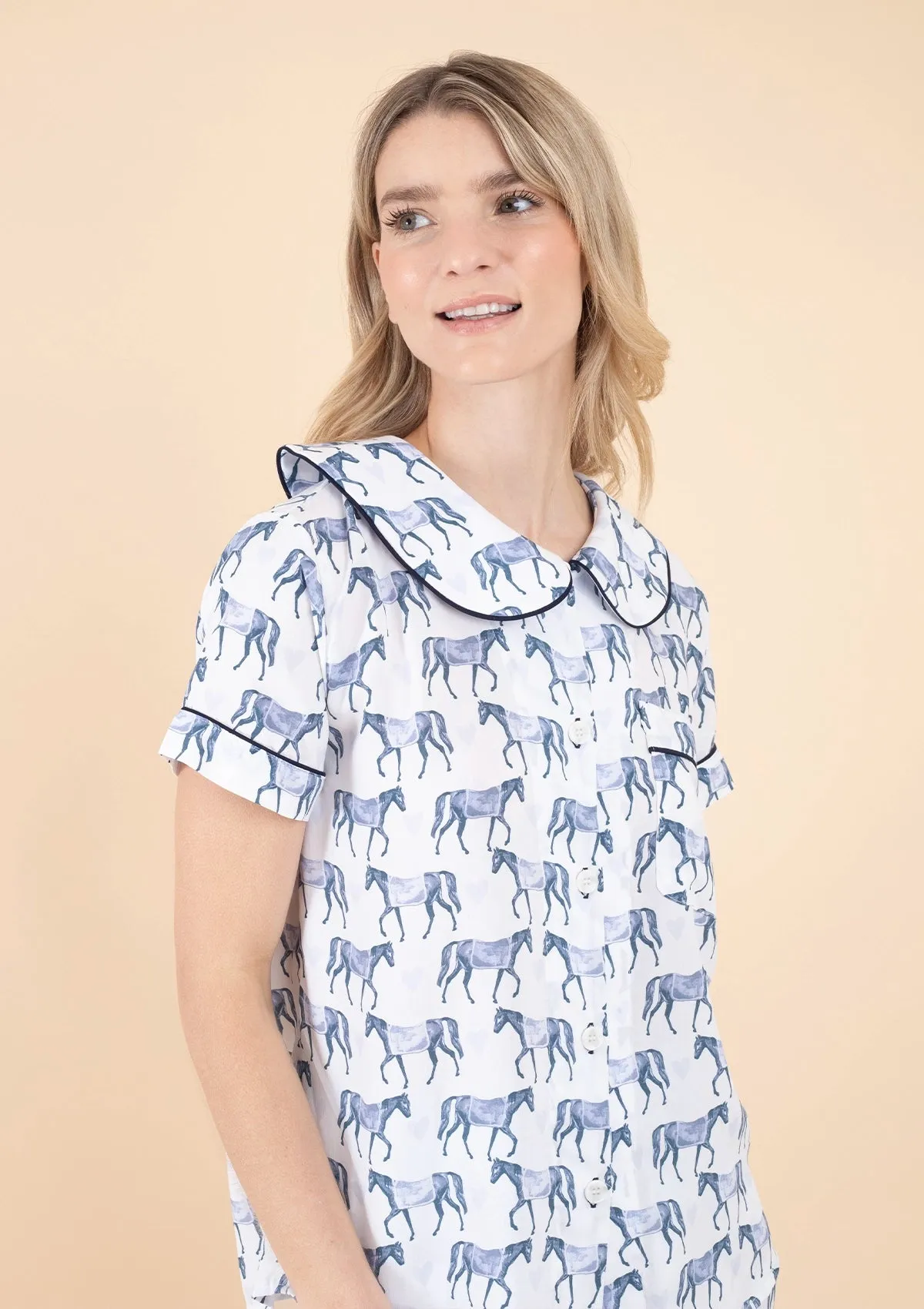 Ponyland Be Mine PJ'S Set Short Sleeve | Blue | Equestrian Sleepwear Collection