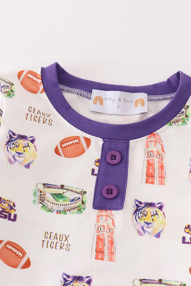 Purple geaux tiger boy pajamas set