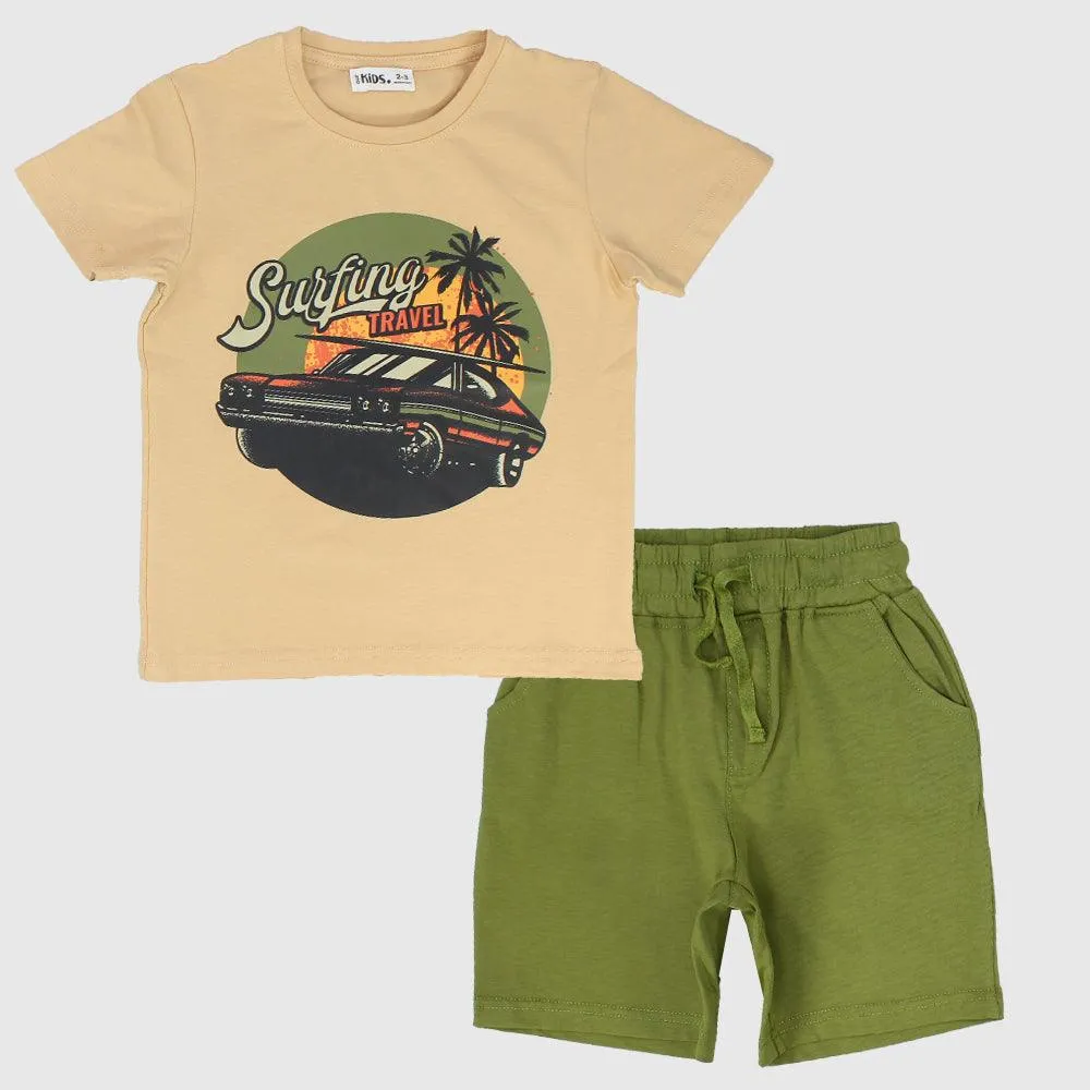 "Surfing Travel" Short-Sleeved Pajama