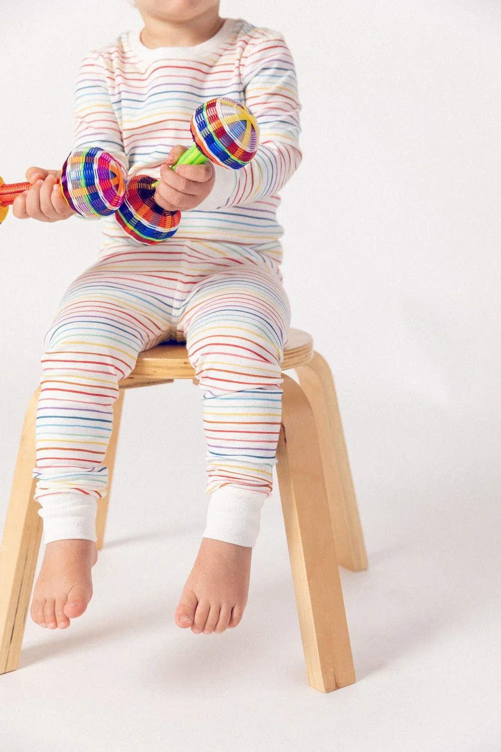 Rainbow Stripe Organic Pima Cotton Pajama Set- 6/12M Only