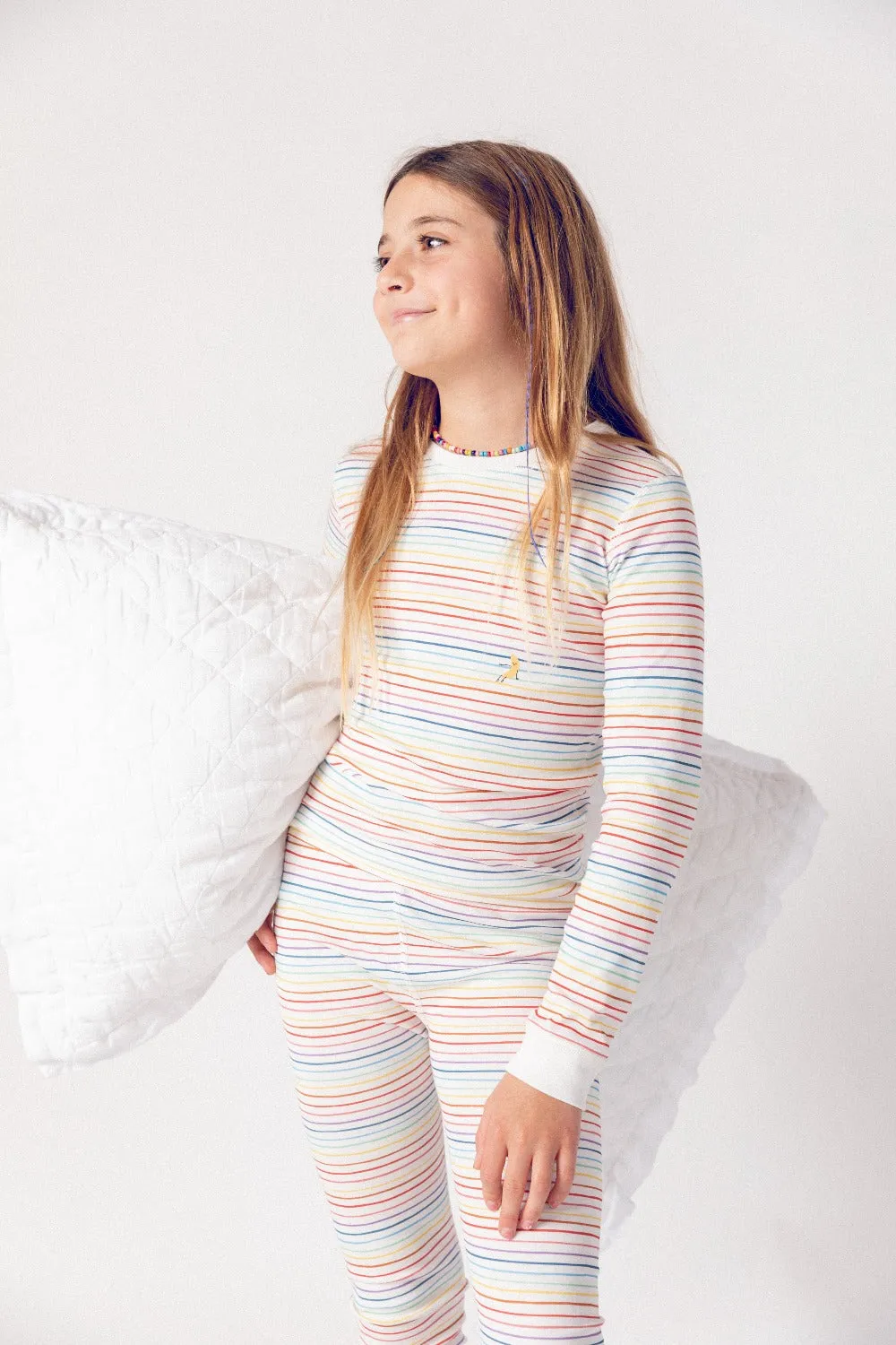 Rainbow Stripe Organic Pima Cotton Pajama Set- 6/12M Only