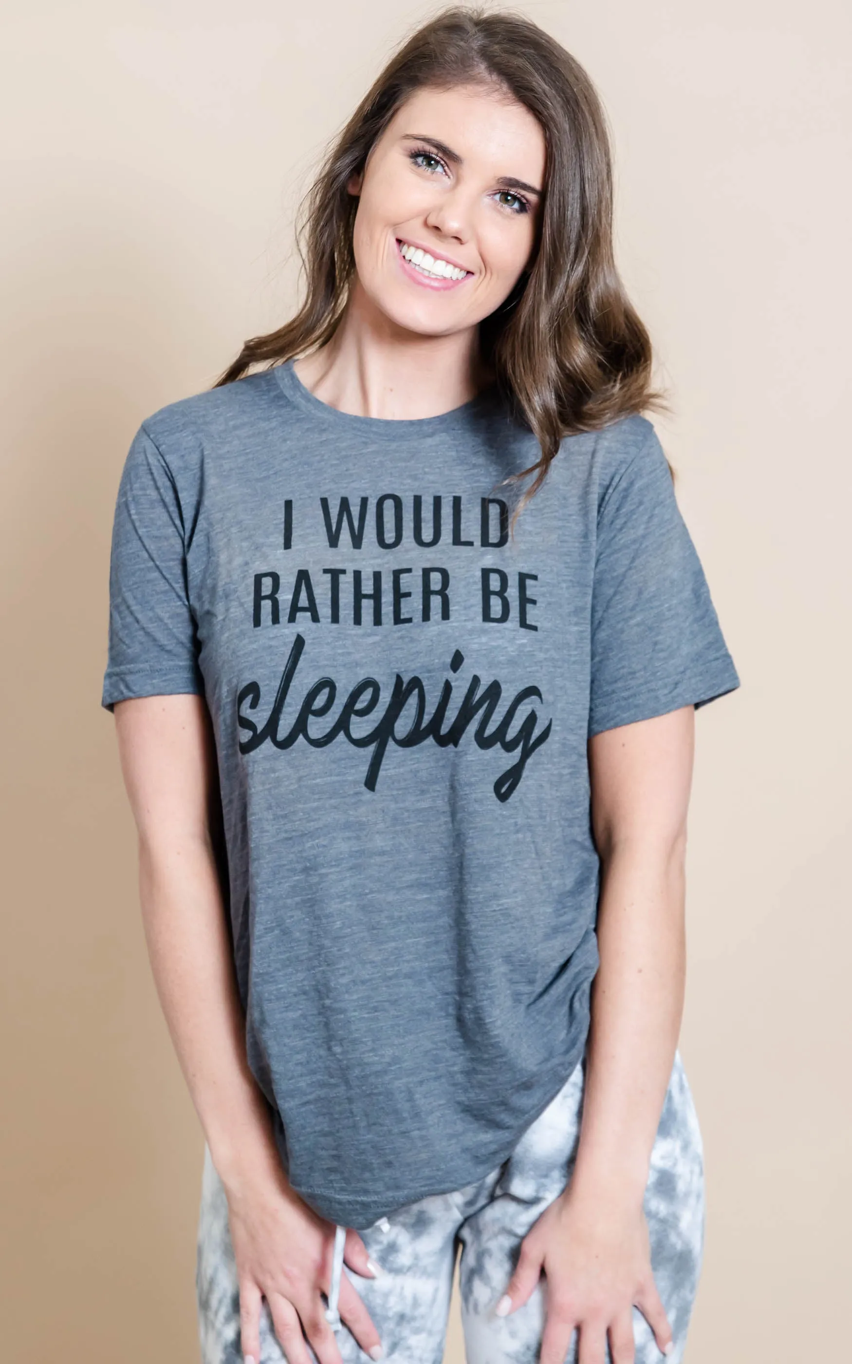 Rather Be Sleeping Tee - Grey**