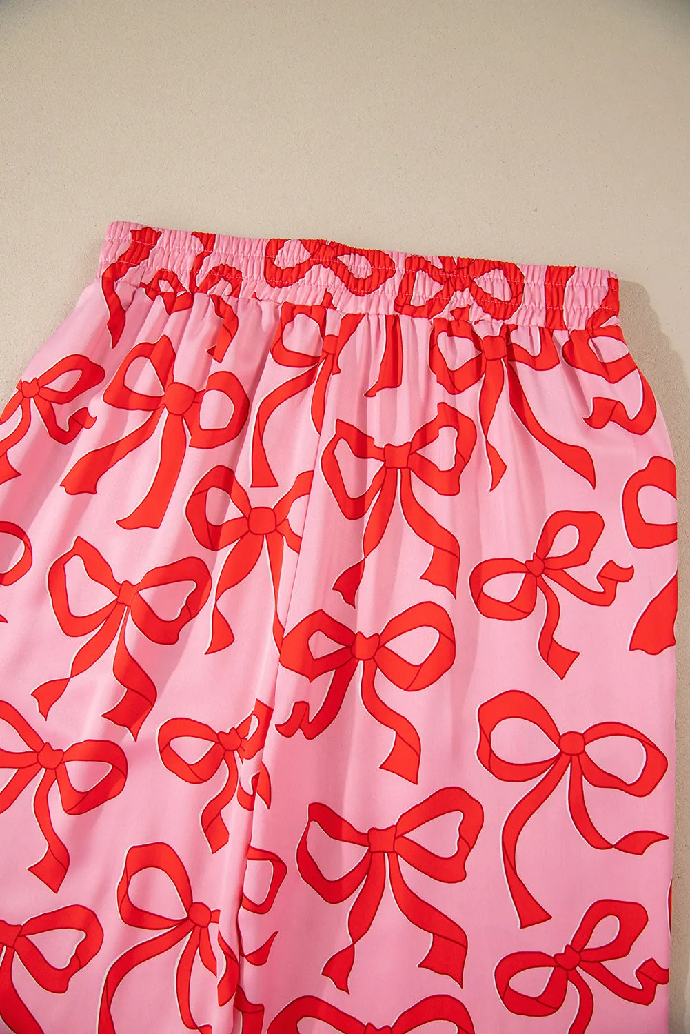 Red Bows 2 Piece Long Sleeve Pajama Pant Set