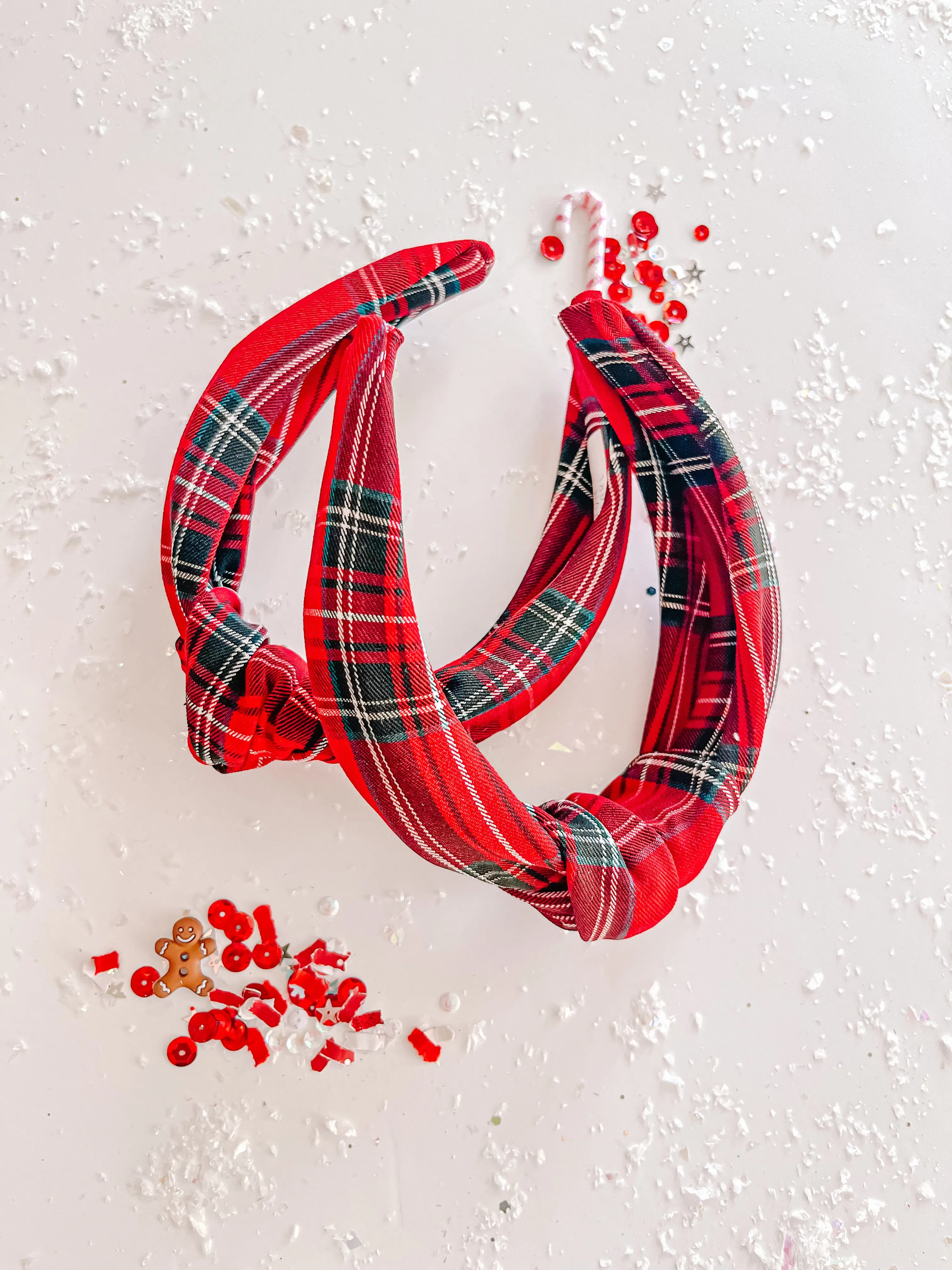 Red Plaid Knotted Headband