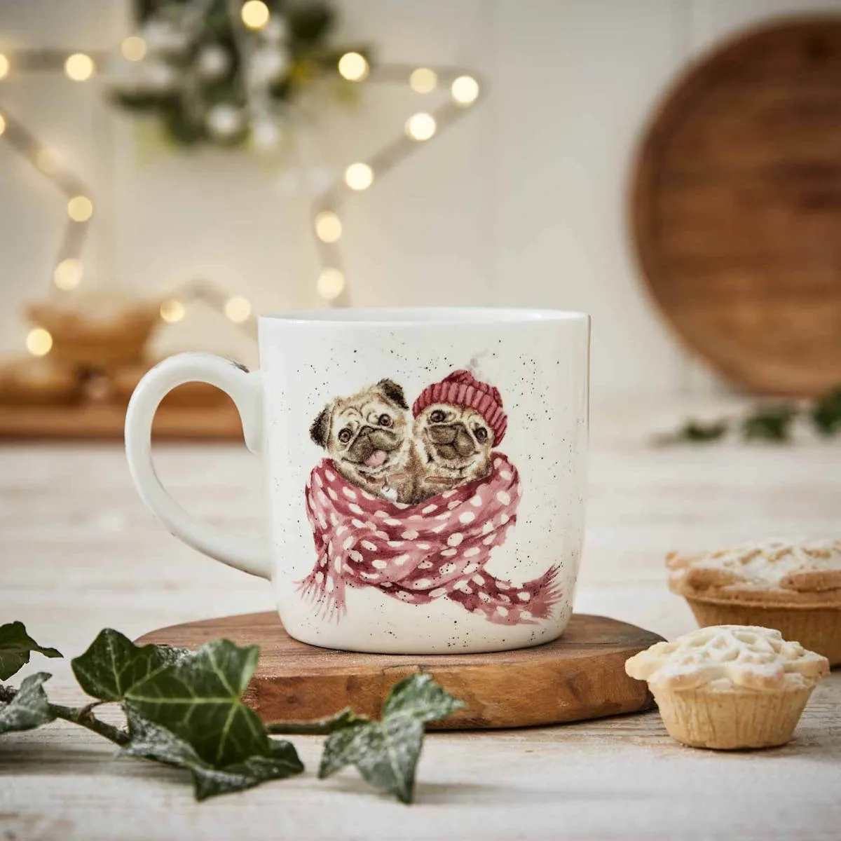 Royal Worcester Wrendale Snug as a Pug Christmas Mug 300ml