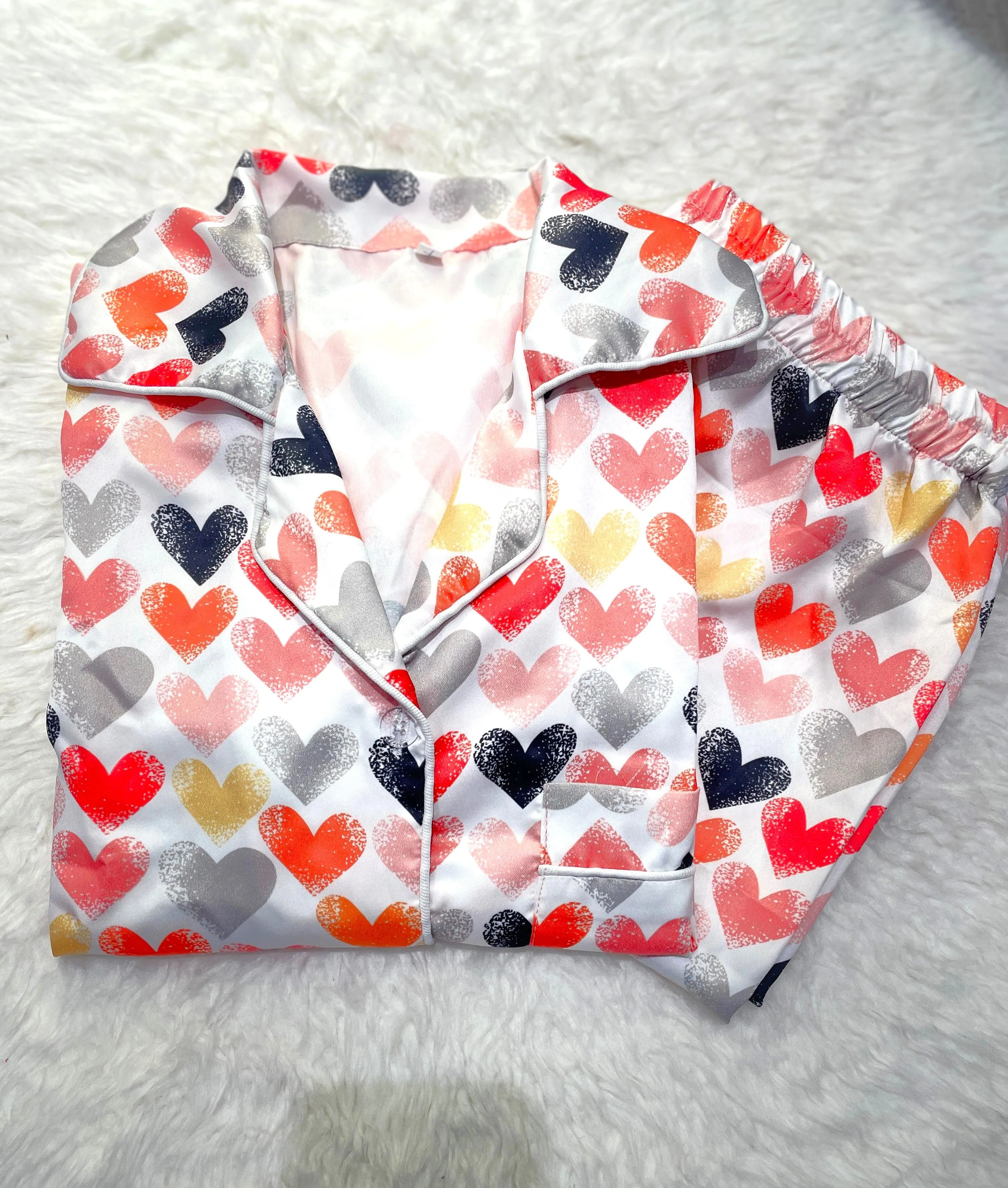 Sajiero Galaxy Pajama Suit Printed Multi Hearts