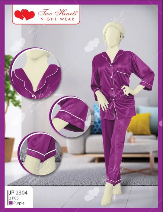 Sajiero Milky 100% Silk Imported Pajama Suit