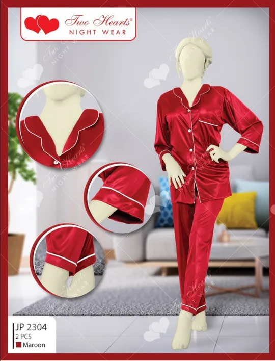 Sajiero Milky 100% Silk Imported Pajama Suit