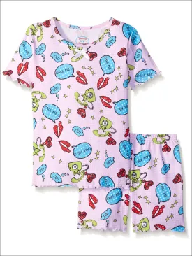 Sara's Prints Little Girls' Call Me Fitted 2 Piece Short Pajama Set,