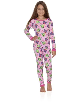 Shopkins Big Girls' Cotton Pajama-4-Piece Set, Pinkberry