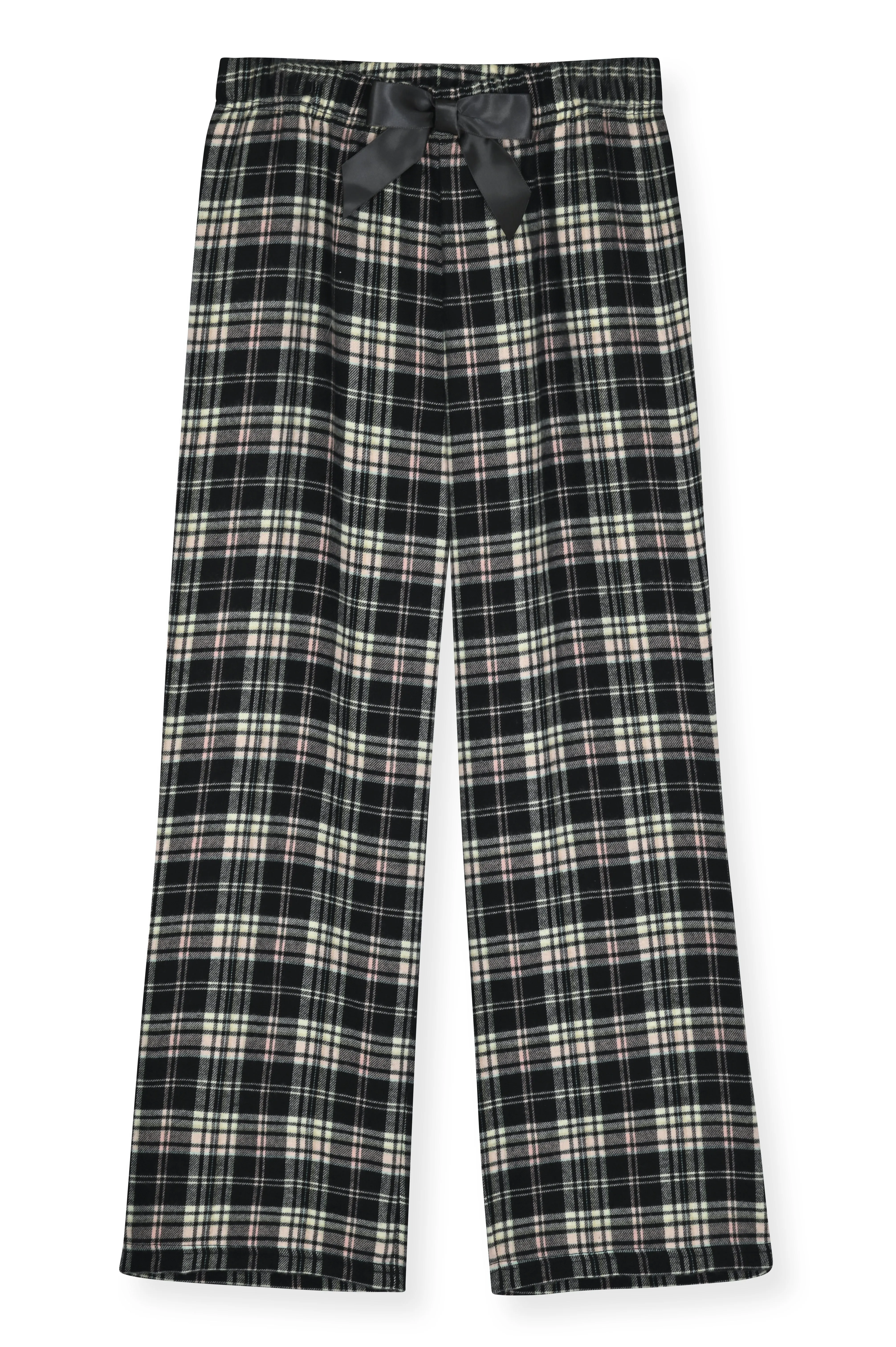 Sleep On It Girls 2-Piece Woven Flannel Plaid Pajama Set - Black