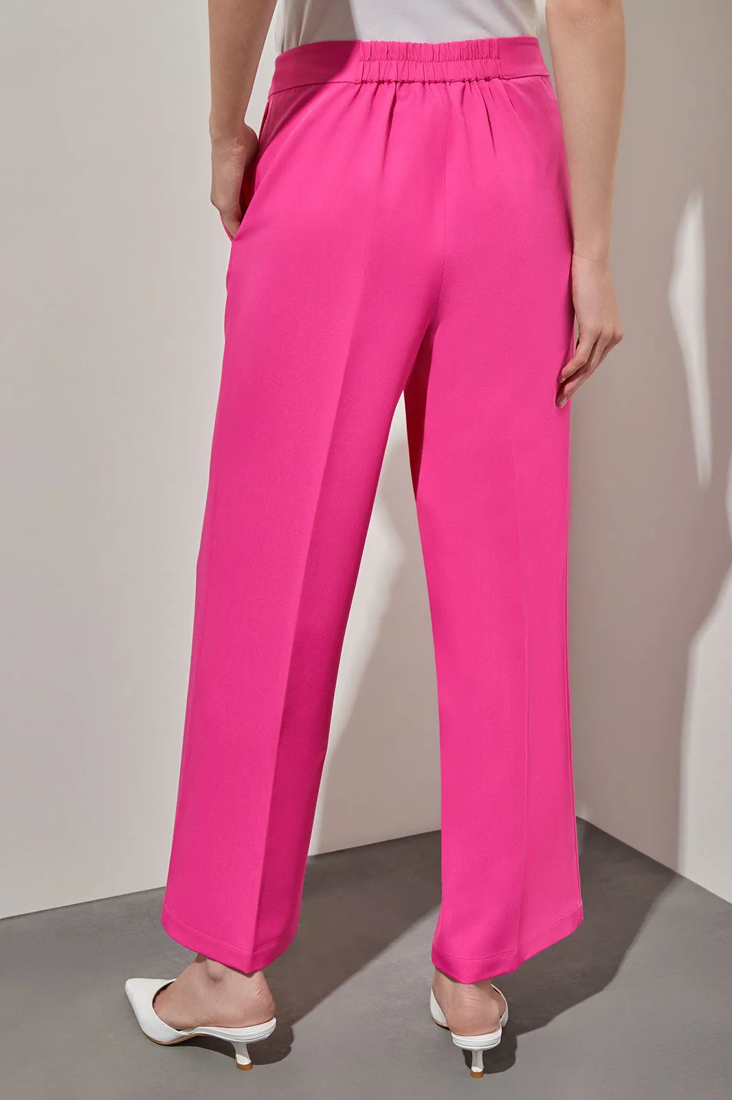 Stretch Woven Wide-Leg Pants