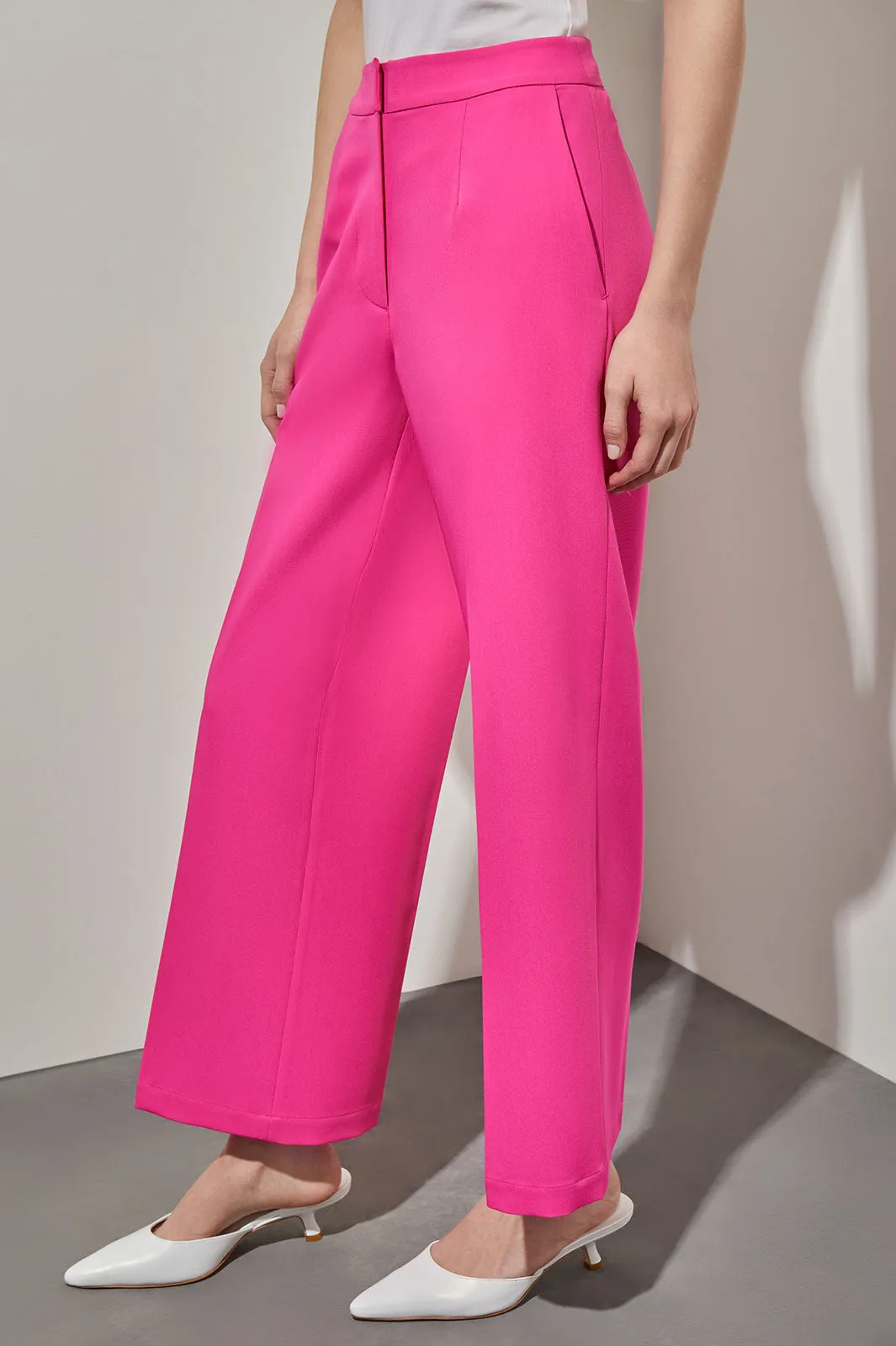 Stretch Woven Wide-Leg Pants