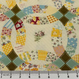 Summer Floral Patchwork Circles Cotton Print