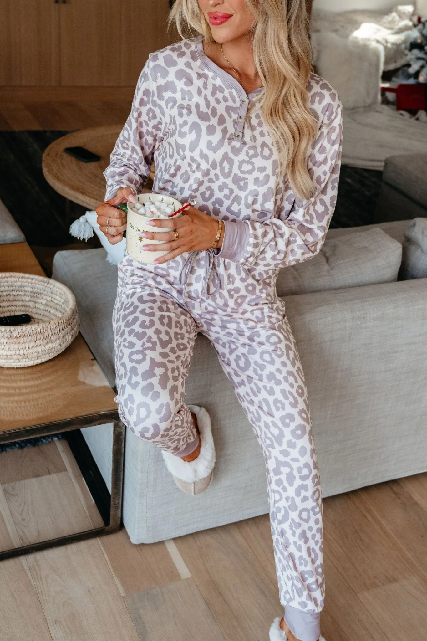 Super Soft Tan Leopard Print Pajama Set