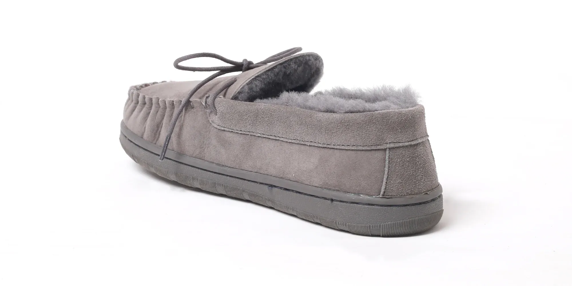 SUPERLAMB MENS MOCCASIN DELUXE  SHEEPSKIN SLIPPER CHARCOAL