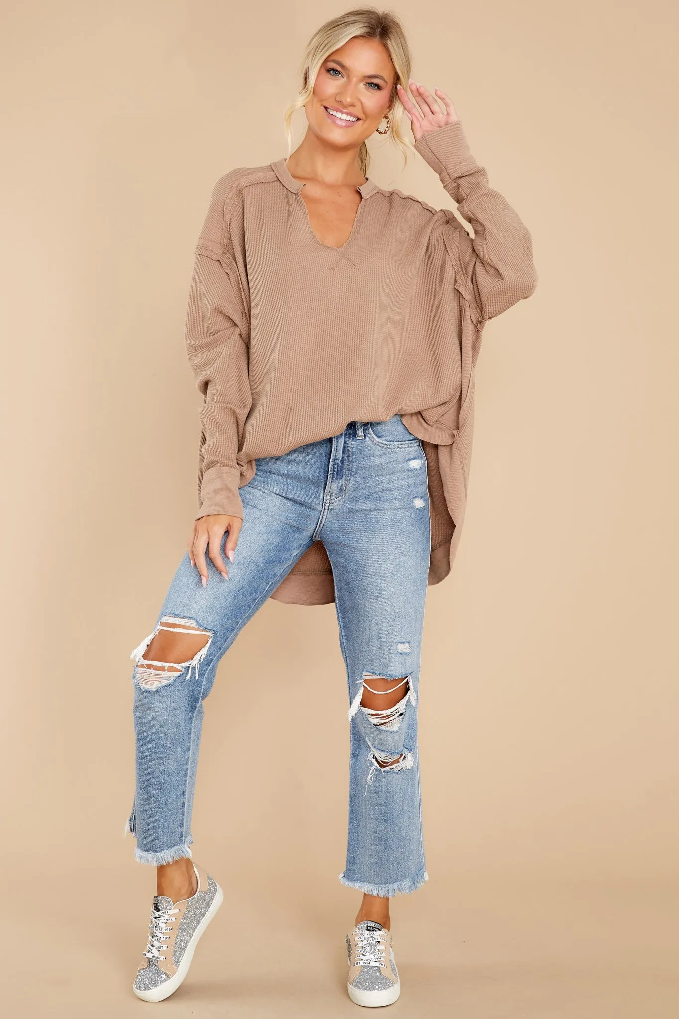 Take A Second Warm Taupe Top