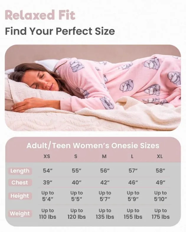 The Big Softy Adult Onesie Pajamas for Women Teen PJs XSmall Pink Sloths