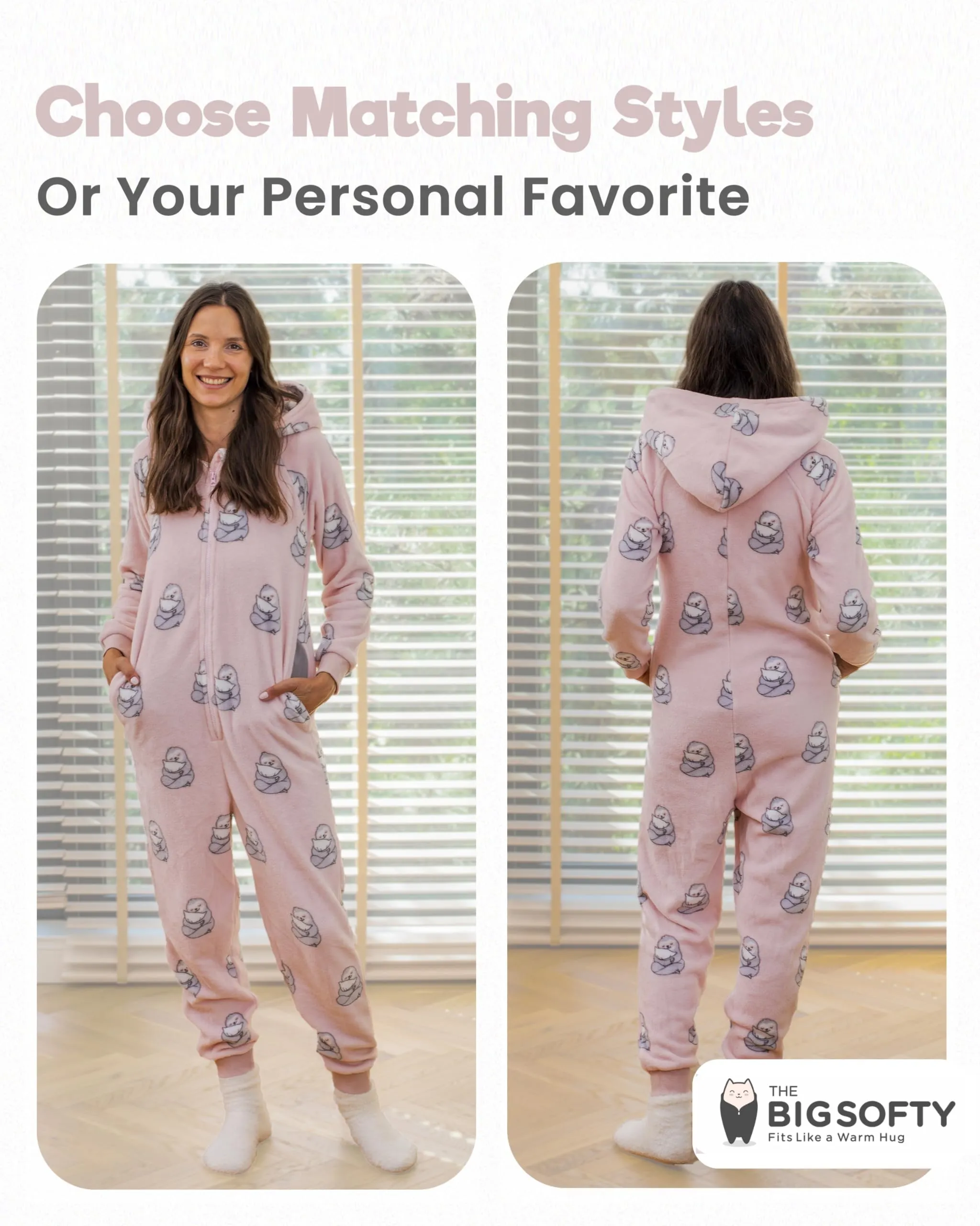 The Big Softy Adult Onesie Pajamas for Women Teen PJs XSmall Pink Sloths