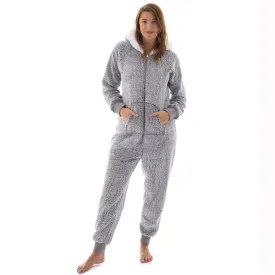 The Big Softy Womens Teddy Fleece Pajamas Fuzzy Pajama Teens Size Small Grey