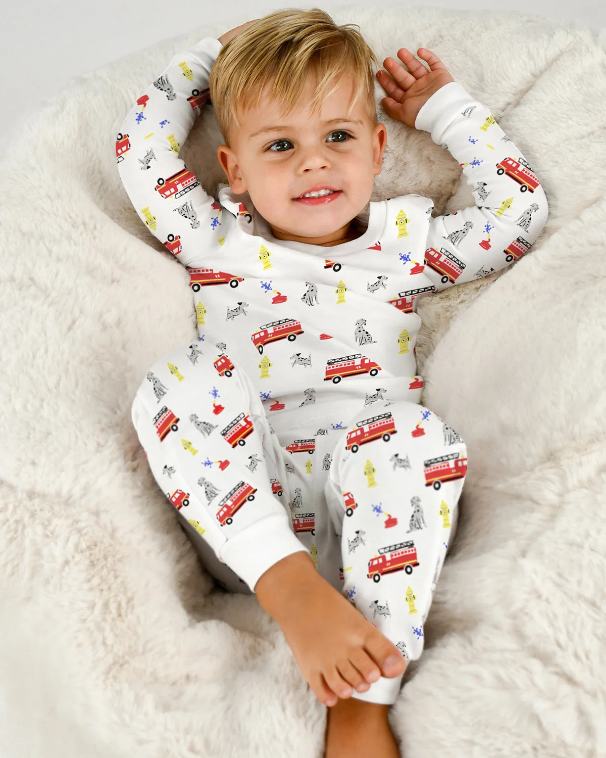 The Organic Long Sleeve Pajama Set [Fire Trucks]