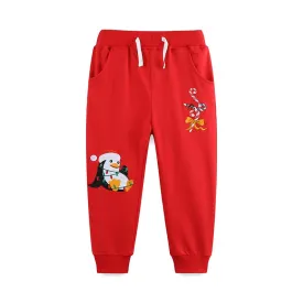 Toddler/Kid Girl's Christmas Penguin Embroidery Pants