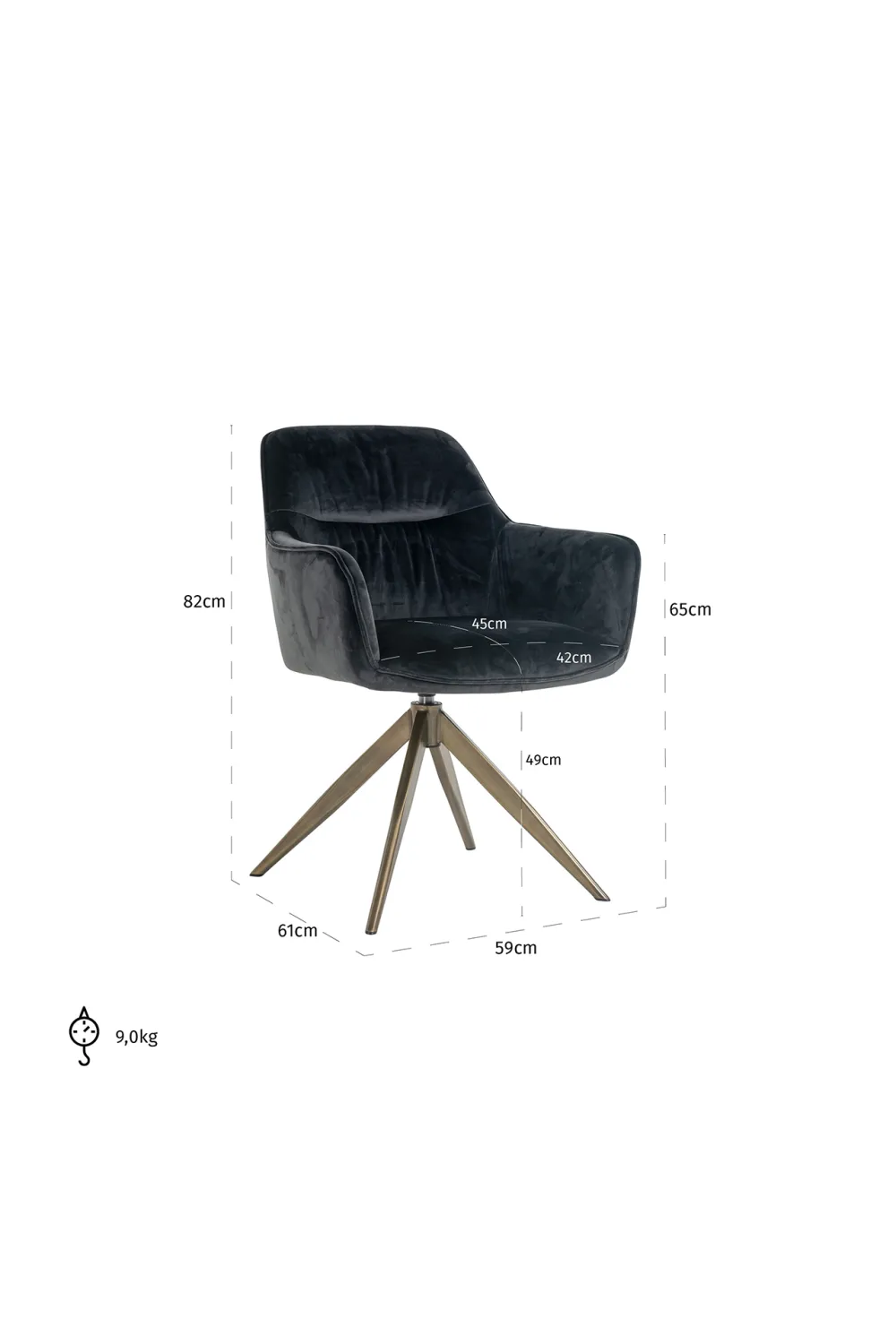 Velvet Quadruped Swivel Chair | OROA Aline