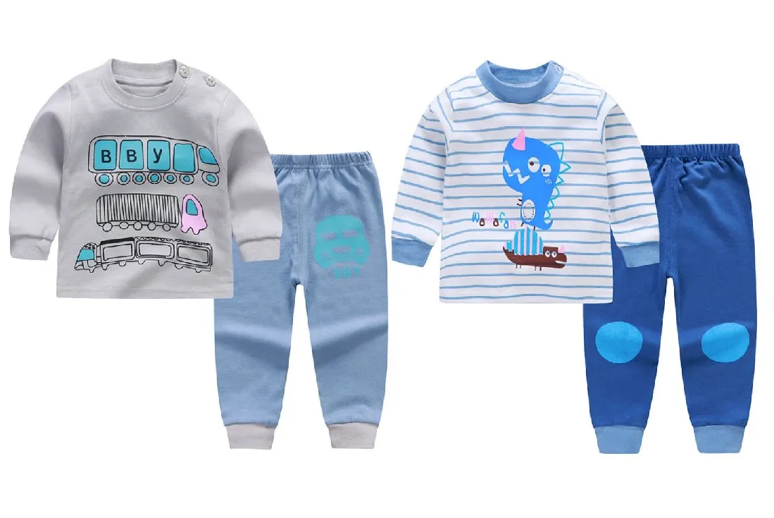 Wheels on the Bus & Happy Dino Baby and Toddler Pyjama Set of 2