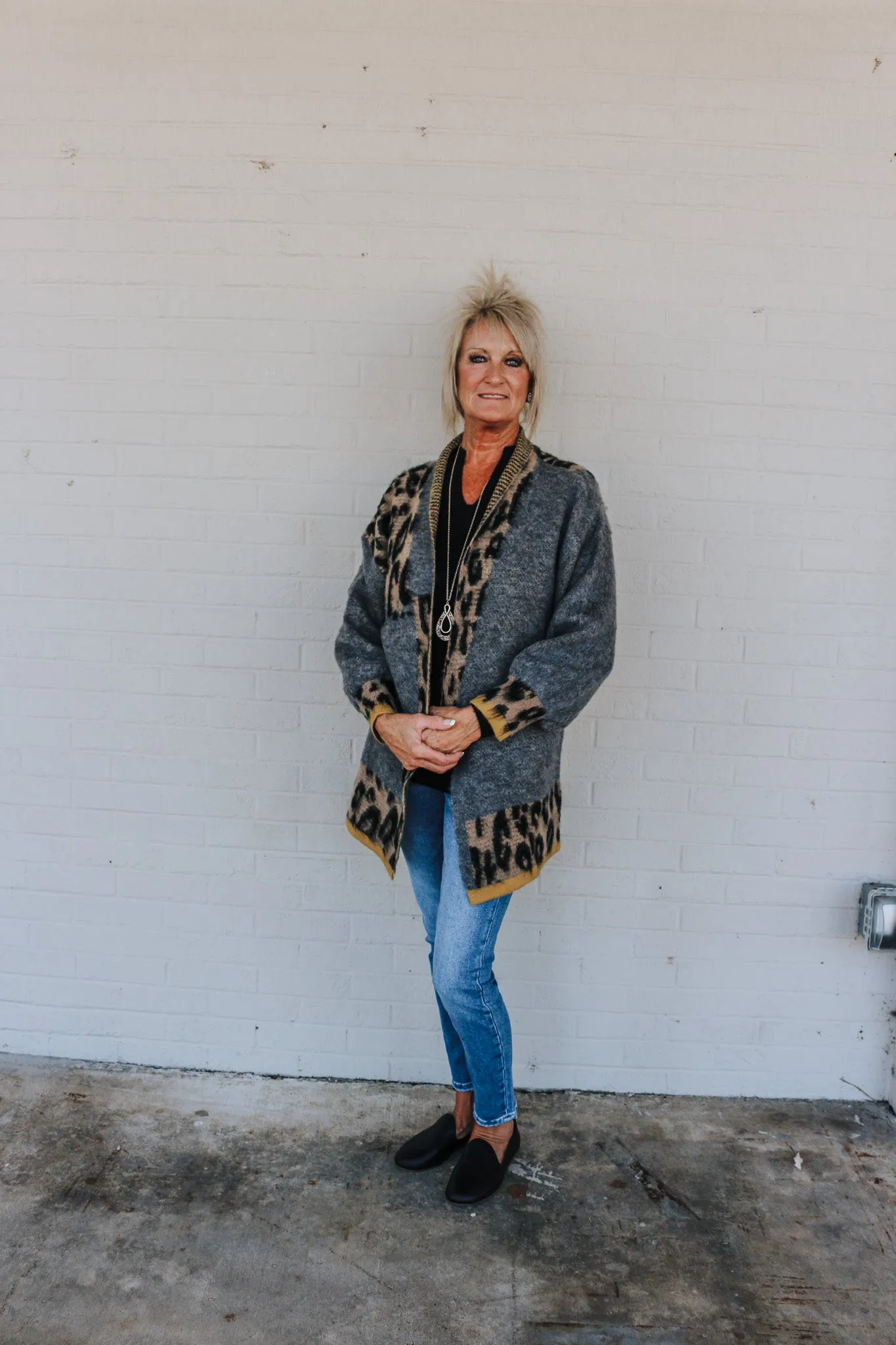 Wild & Cozy Grey Leopard Cardigan