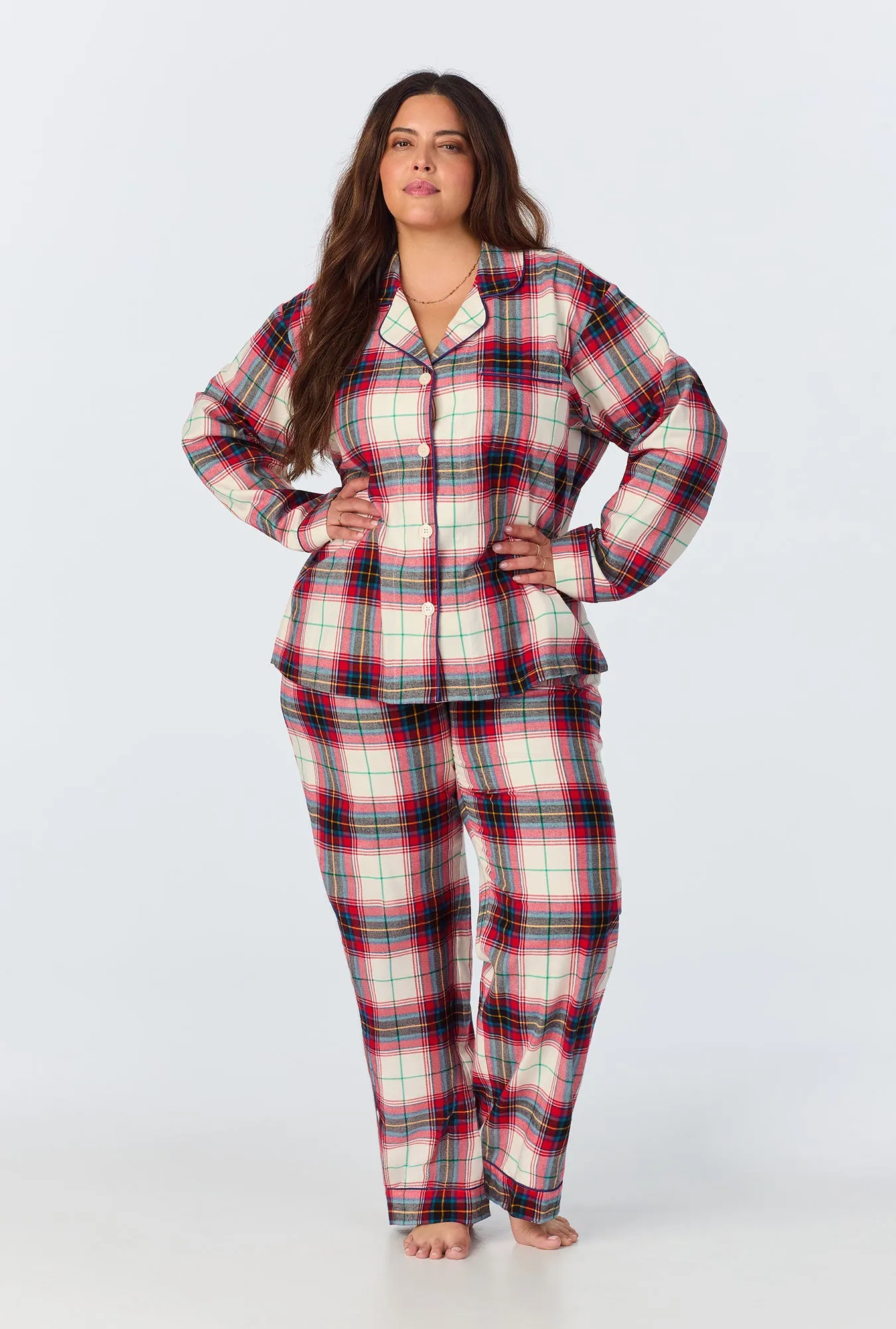 Winter Tartan Long Sleeve Classic Woven  Portuguese Flannel  PJ Set