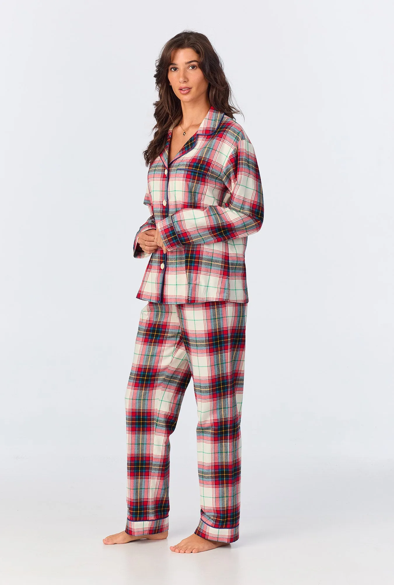 Winter Tartan Long Sleeve Classic Woven  Portuguese Flannel  PJ Set