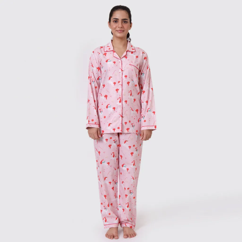 Women Christmas Unicorn Pajama Set