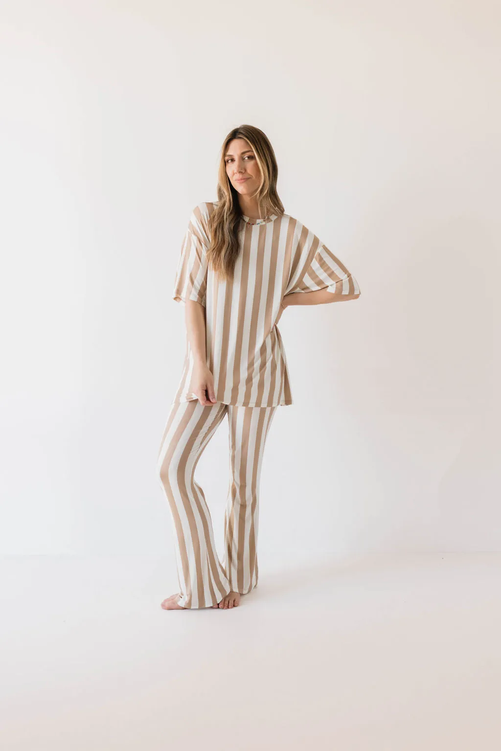 Women's Bamboo Short Sleeve Pajamas  | Kal Stripe