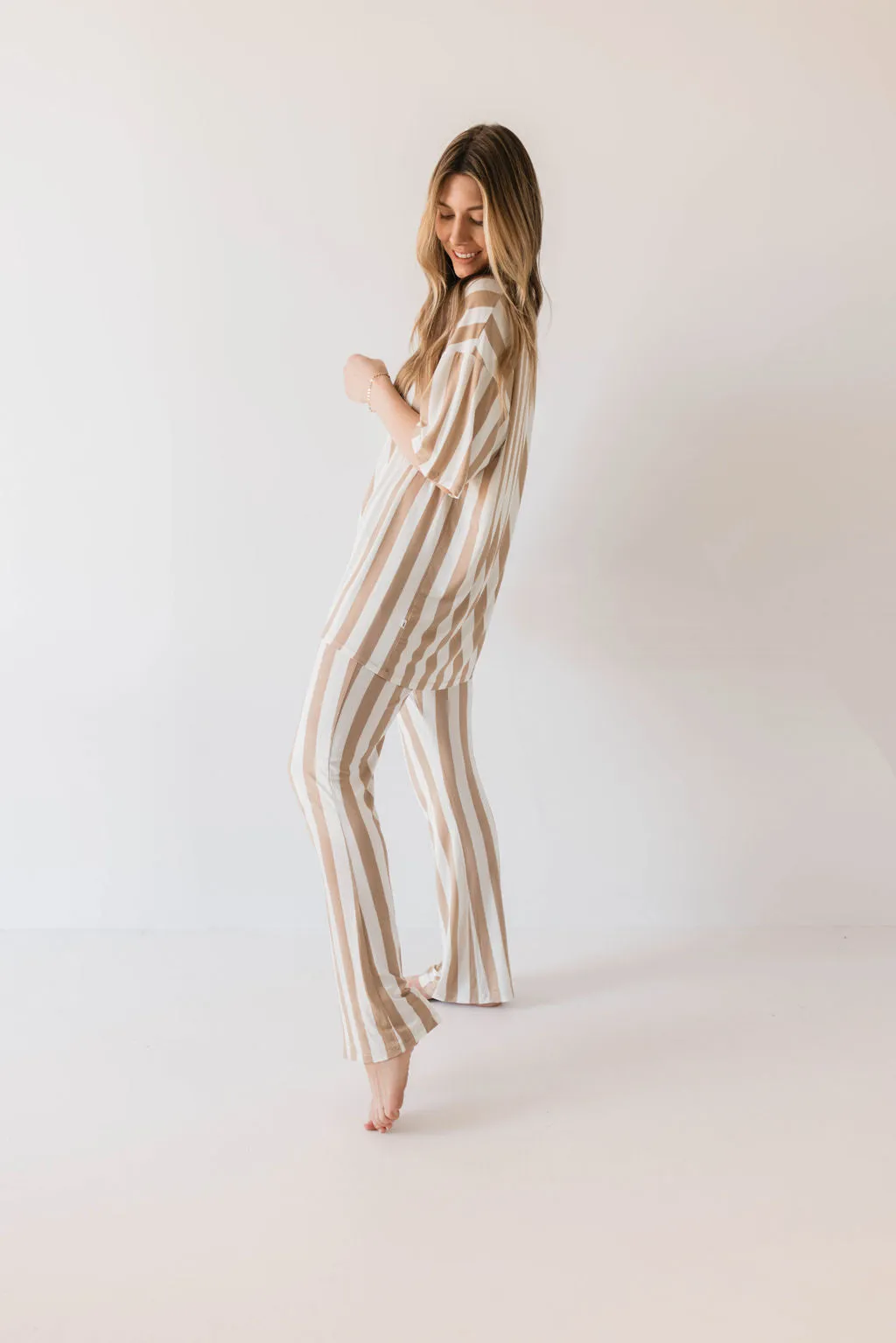 Women's Bamboo Short Sleeve Pajamas  | Kal Stripe