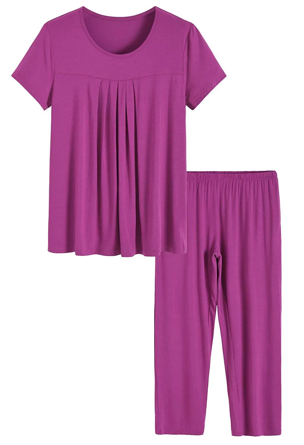 Women’s Bamboo Sleepwear Pleated Shirt Pants Pajamas Set