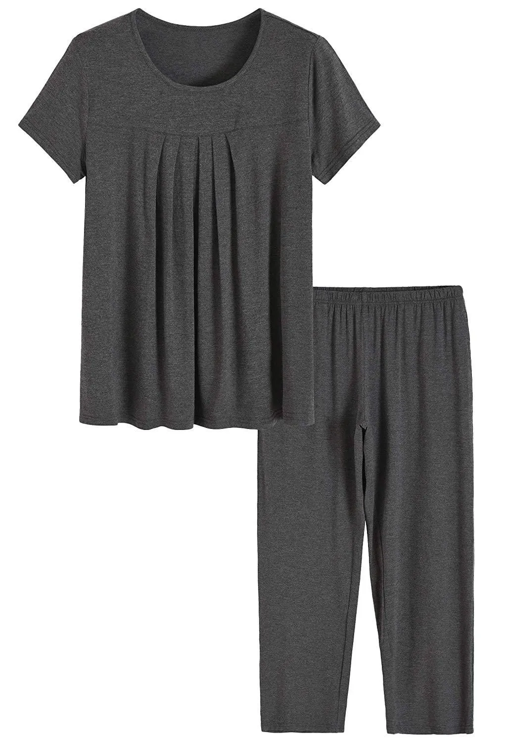 Women’s Bamboo Sleepwear Pleated Shirt Pants Pajamas Set