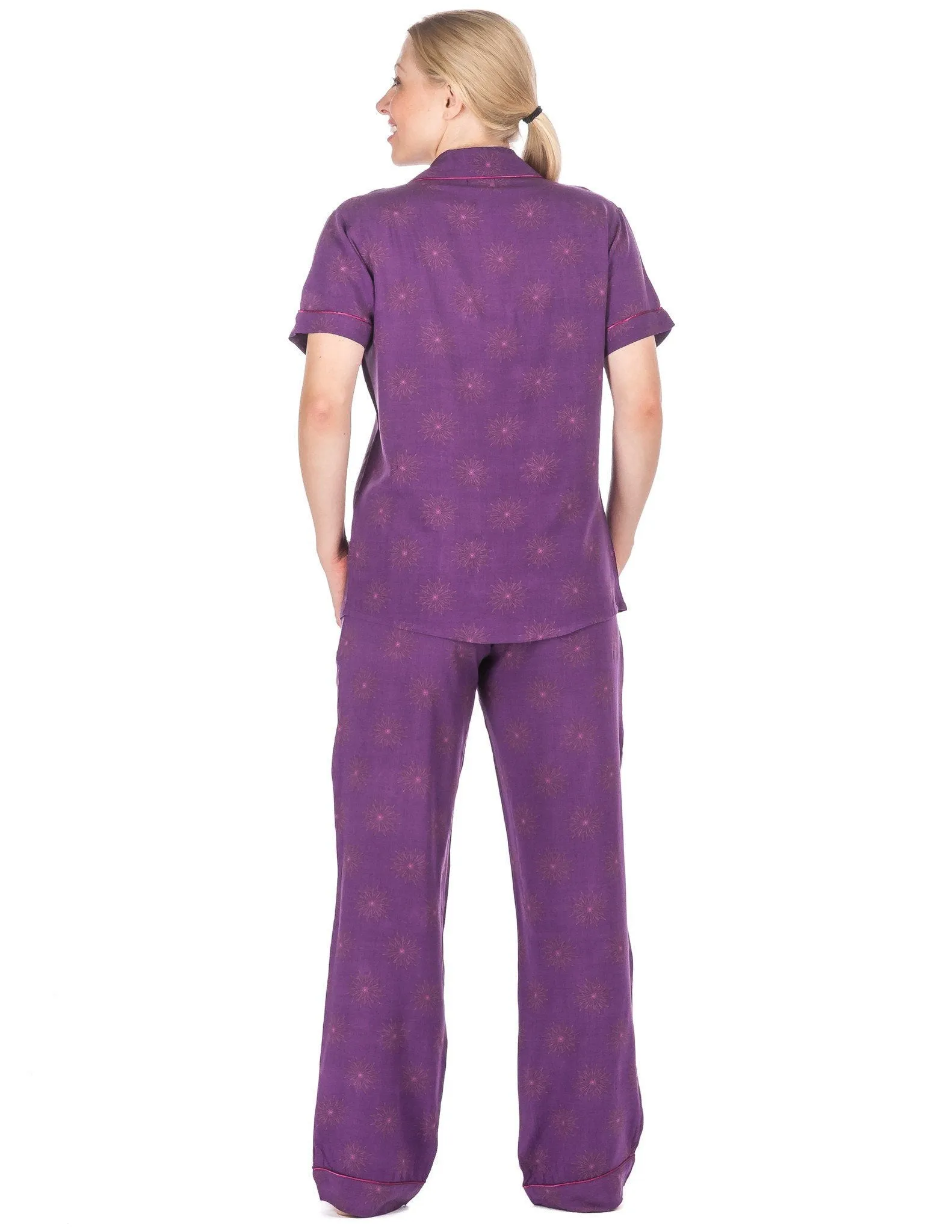 Women's Cool Breeze Woven Short Sleeve Pajama Set - Celebration - Purple