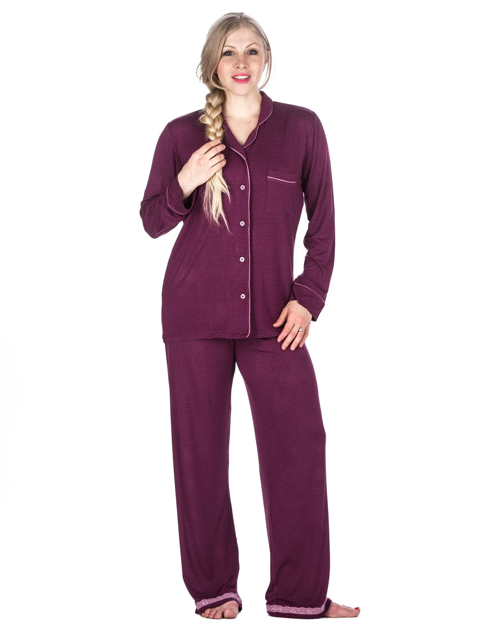 Women's Cool Knit Pajama Set - Pindots Purple