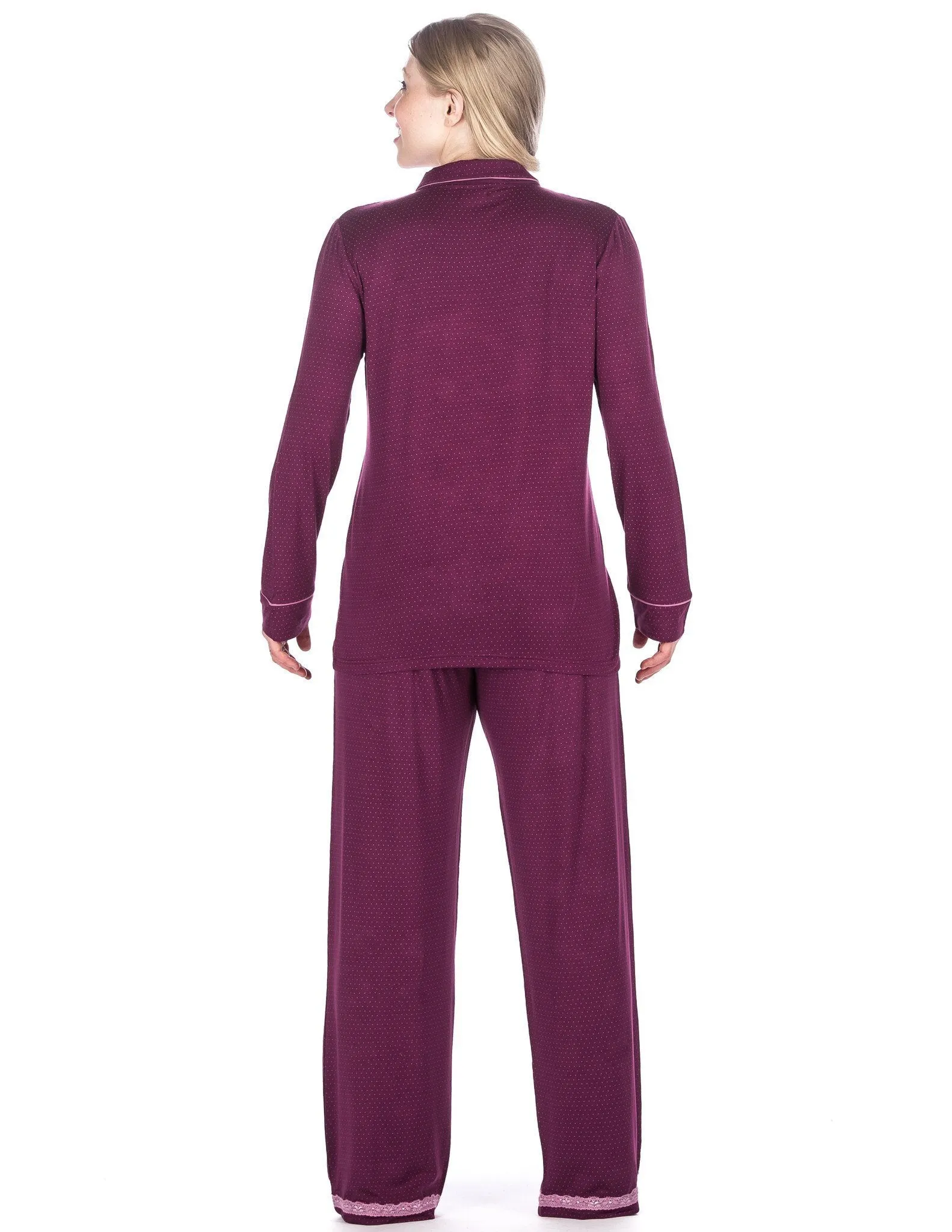 Women's Cool Knit Pajama Set - Pindots Purple