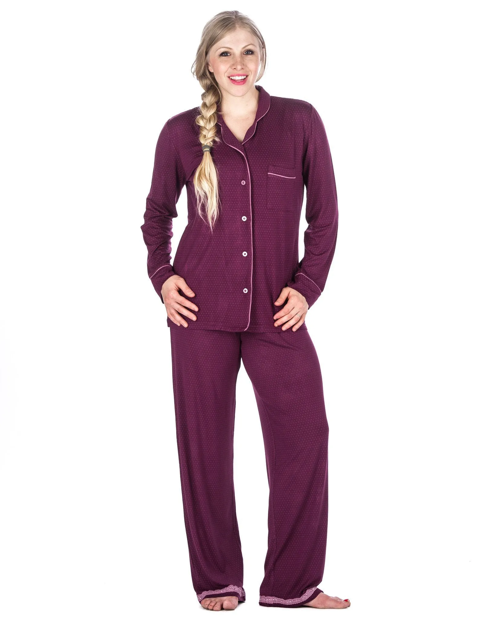 Women's Cool Knit Pajama Set - Pindots Purple