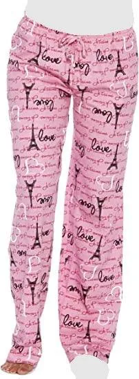 Women's Cozy Pajama Set EIFFEL TOWER Pants and Cotton Soft Heart T shirt by Just Love