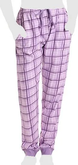 Women's Cozy Pajama Set Purple Plaid Pants and Cotton Soft Heart T shirt by Just Love